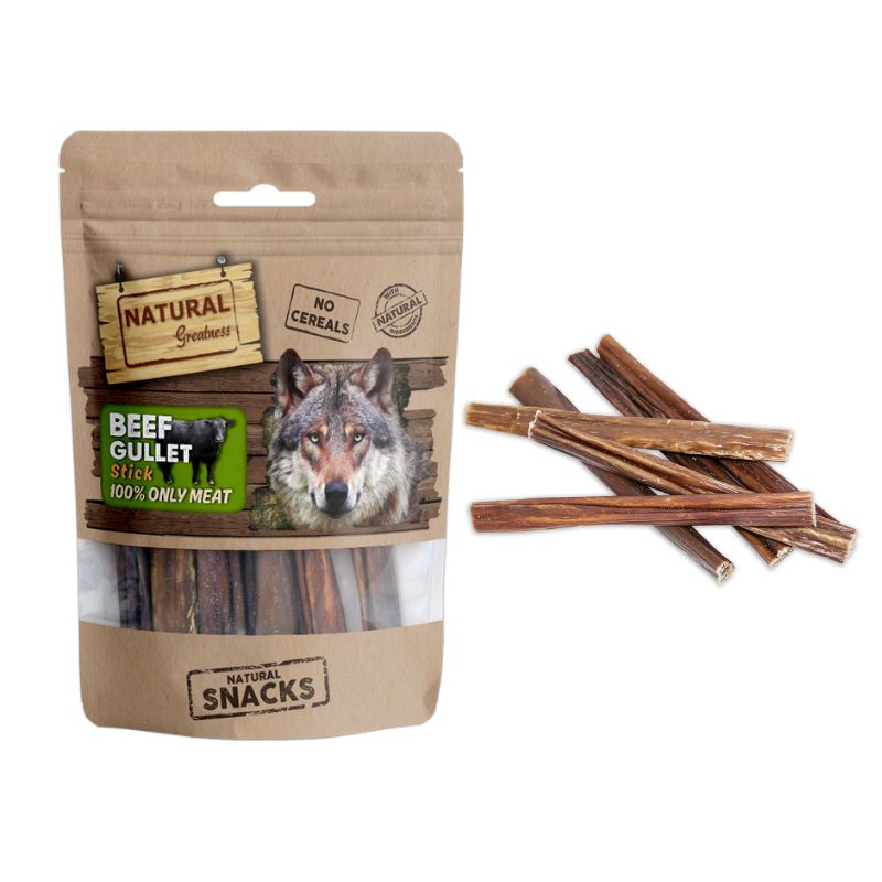 SNACK DESHIDRATADO NATURAL GREATNESS ESOFAGO DE TERNERA DUREZA ALTA 70 G