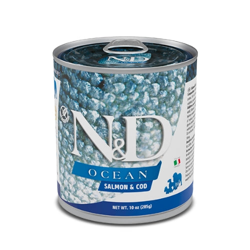 LATAS FARMINA ND OCEAN PERRO ADULTO SALMON Y BACALAO COMIDA HUMEDA 6 X 285 G