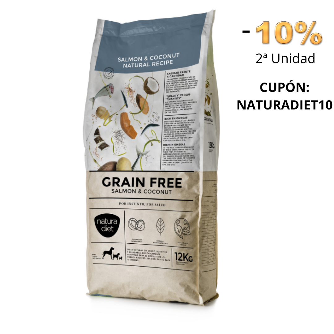 NATURA DIET GRAIN FREE SALMON Y COCO 12 KG