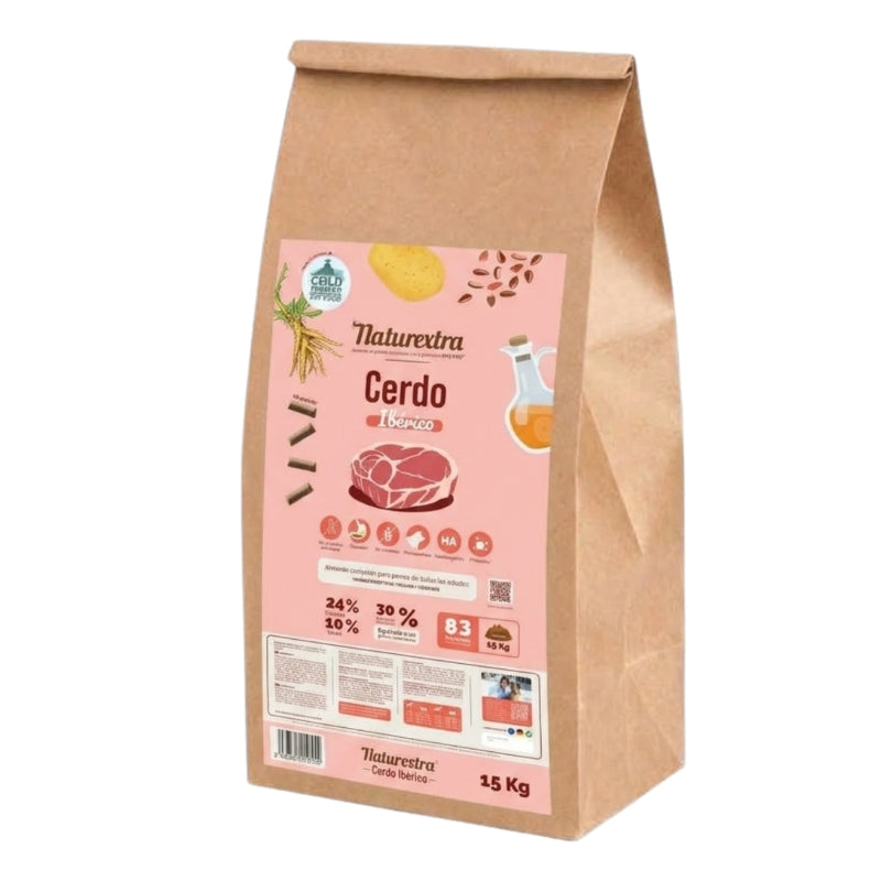NATUREXTRA PIENSO PRENSADO EN FRIO PERROS CERDO 15 KG