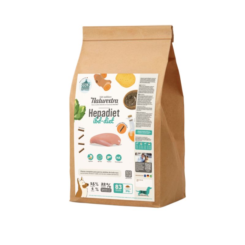 NATUREXTRA PIENSO PRENSADO EN FRIO PERROS HEPADIET MINIPELLET IBD POLLO