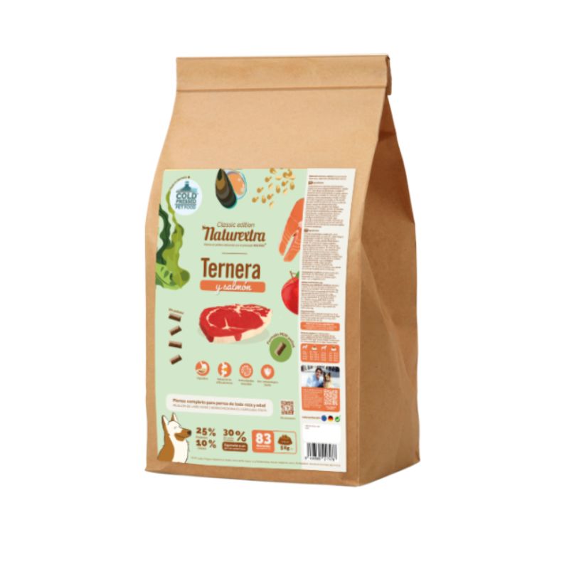 NATUREXTRA PIENSO PRENSADO EN FRIO PERROS TERNERA Y SALMON MINI