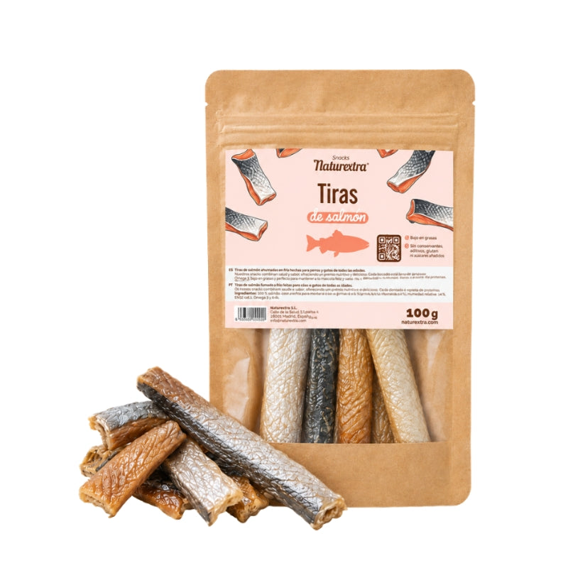 NATUREXTRA TIRAS DE SALMON DESHIDRATADAS PERROS Y GATOS 100 G