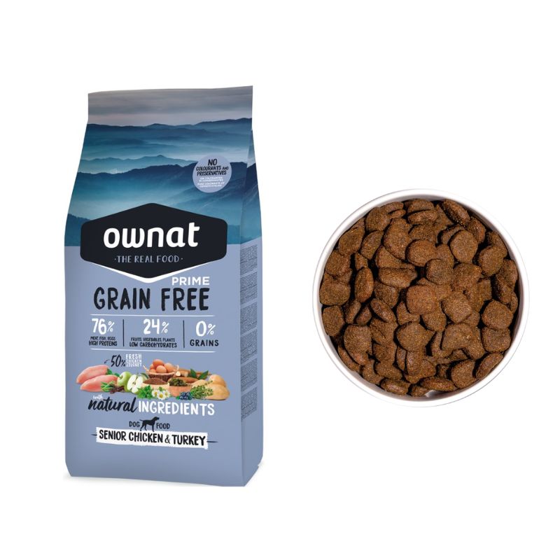 OWNAT GRAIN FREE PRIME PERRO SENIOR POLLO Y PAVO 12 KG