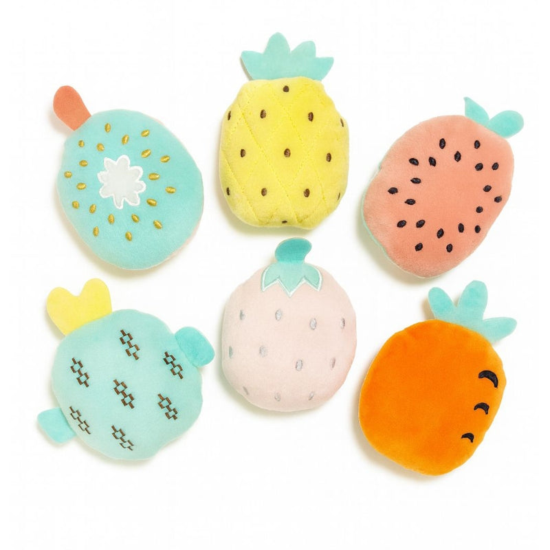 PACK 6 PELUCHES PERRO FRUTAS 9 X 12 CM