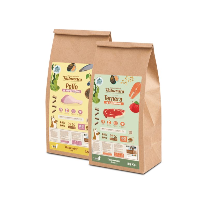 PACK NATUREXTRA PIENSO PRENSADO EN FRIO PERROS POLLO Y TERNERA