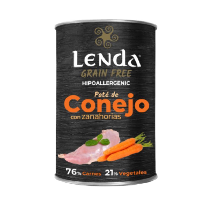 PATE PERROS LENDA CONEJO CON ZANAHORIAS GRAIN FREE 12 X 400 G