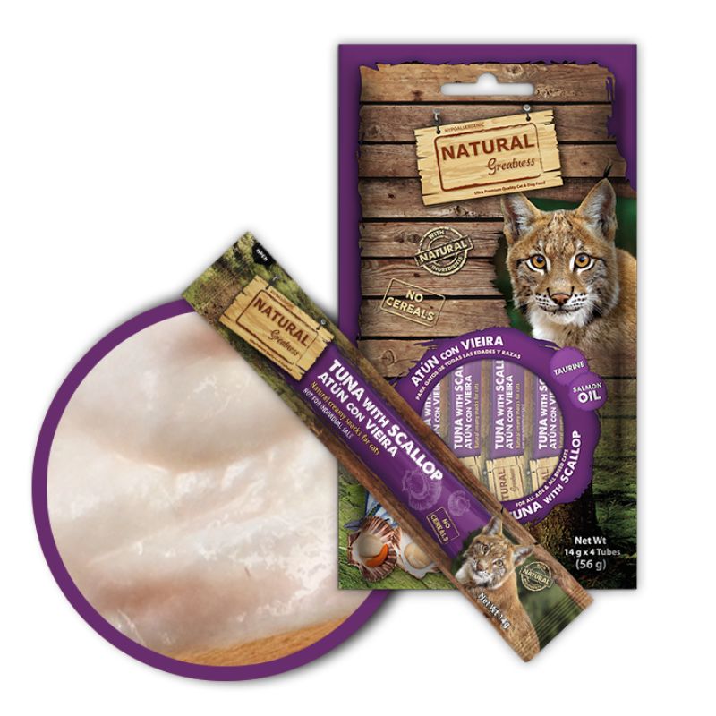 SNACKS CREMOSOS GATOS ATUN Y VIEIRA NATURAL GREATNESS