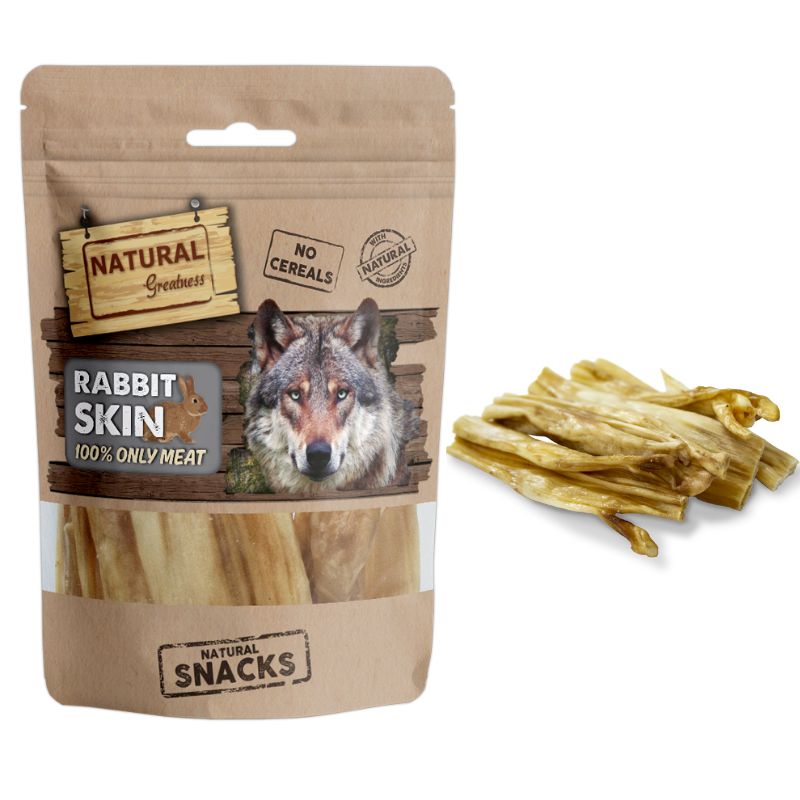 SNACK DESHIDRATADO NATURAL GREATNESS PIEL DE CONEJO DUREZA ALTA 50 G
