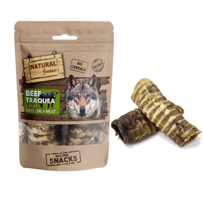 SNACK DESHIDRATADO NATURAL GREATNESS TRAQUEA DE TERNERA GRANDE DUREZA ALTA 50 G