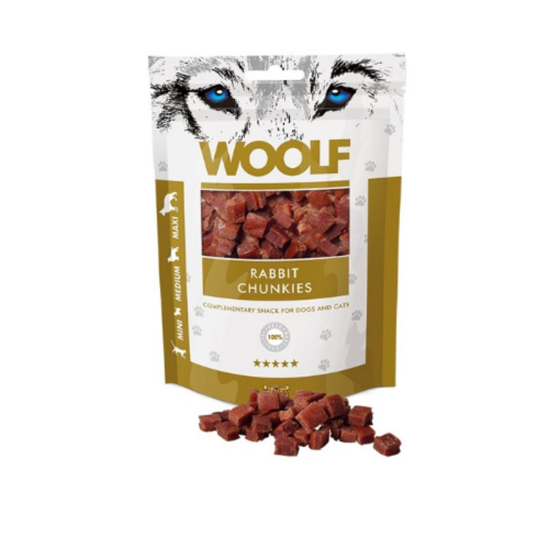 SNACK WOOLF DADOS DE CONEJO 10 X 100 G