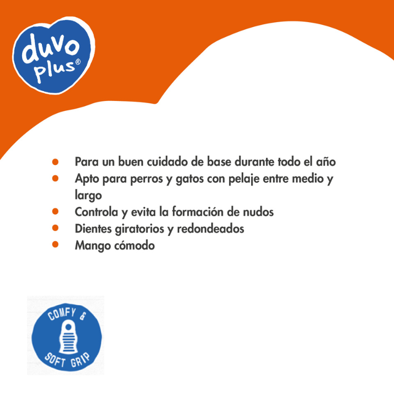 PEINE DESENREDANTE PERROS MANGO DUVO